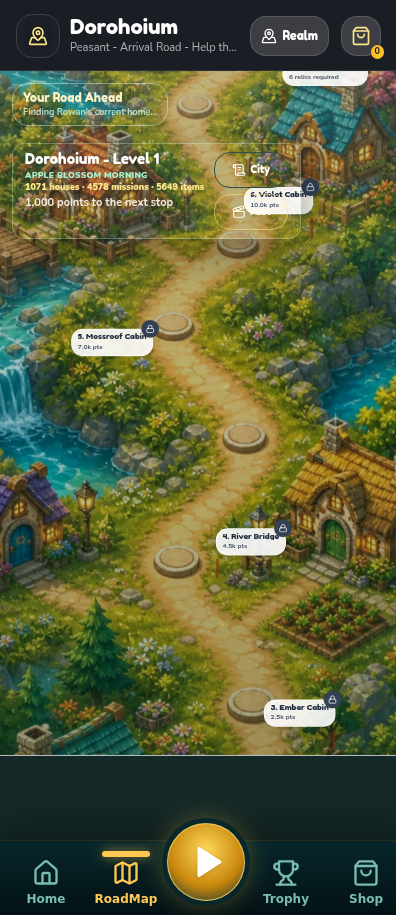 RoadMap screen showing the Dorohoium trail and locations